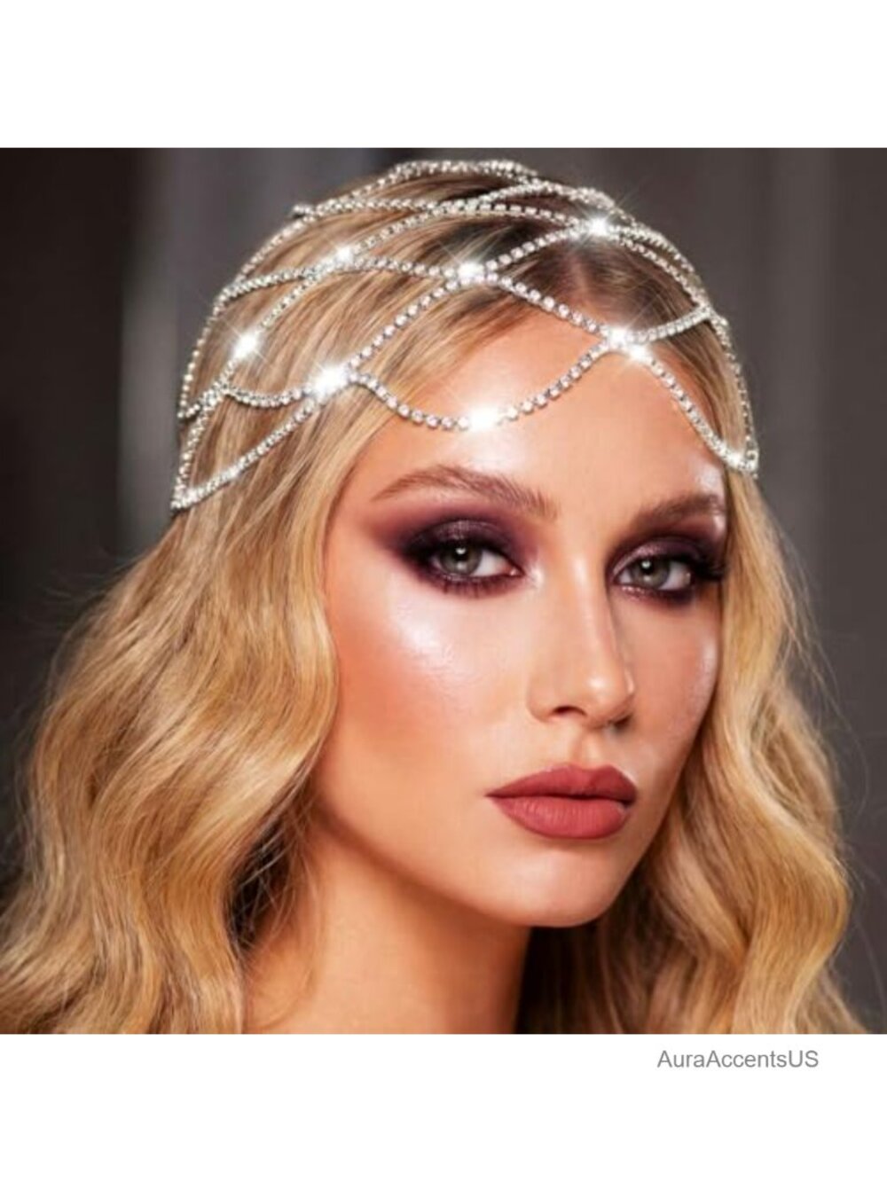 Rhinestone Head Chain Flapper Cap Headpiece Hair Accessory